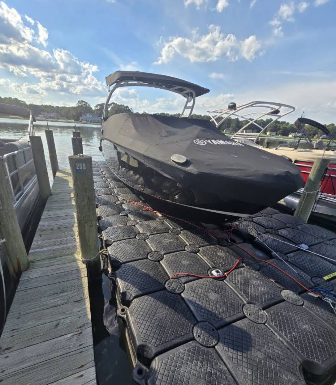 Floating dock refurbishment in progress dockside