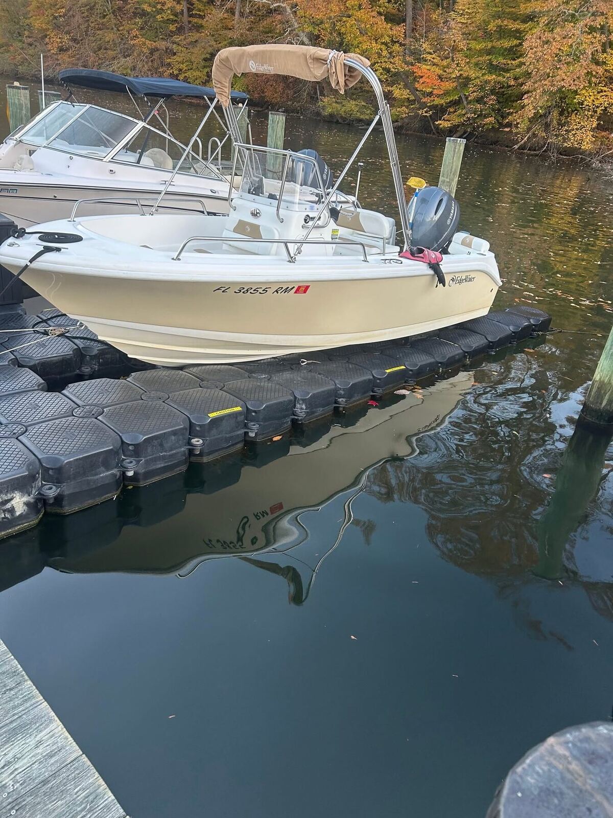 Floating boat dock installed on the waterfront