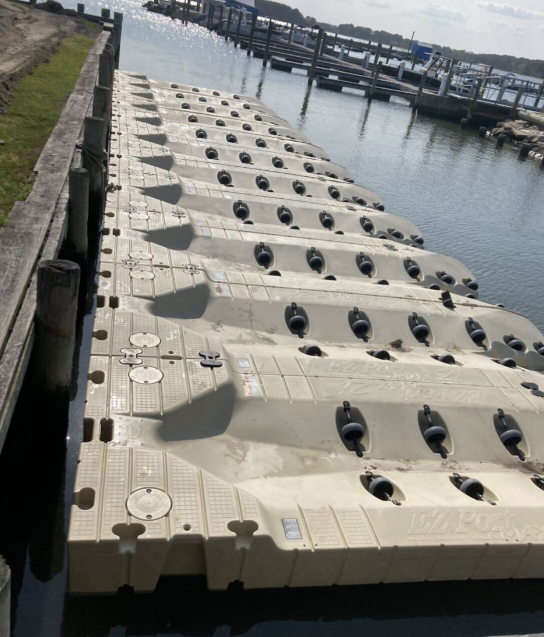 Structurally sound EZ Port floating dock ready for installation